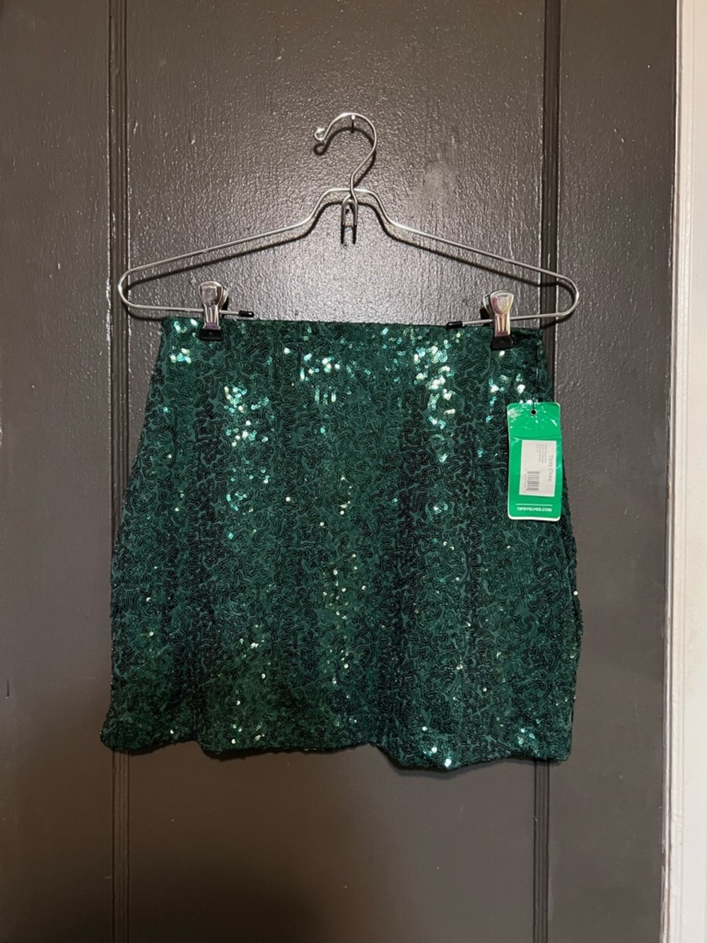 Tipsy Elves Emerald Green Sequin Mini Skirt